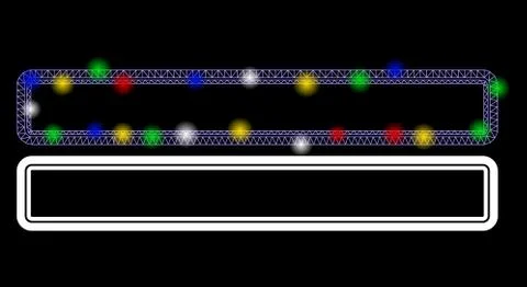 Flare Mesh Network Double Rounded Rectangle Frame Icon with Flare Spots Stock Illustration