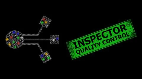 Flare mesh network electronic component with vibrant flash nodes, and grunge  イラスト素材
