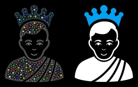 Flare Mesh Network Emperor Icon with Light Spots Stock Illustration