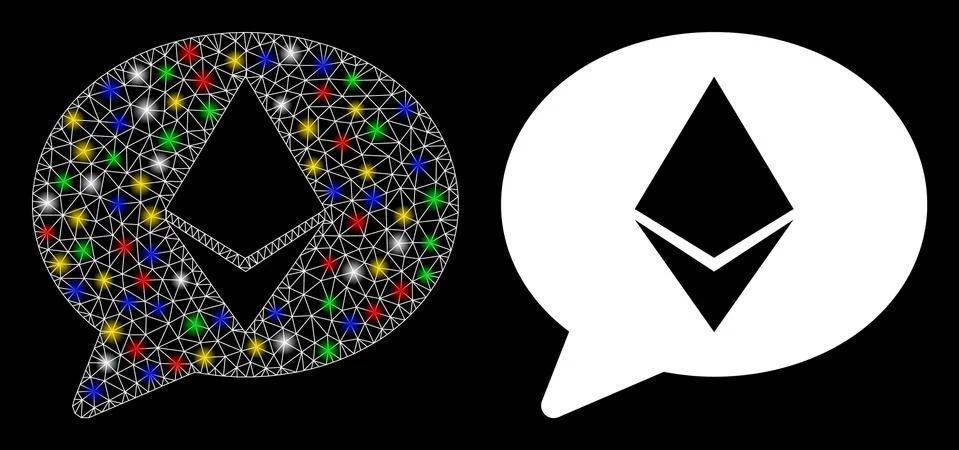 Flare Mesh Network Ethereum Message Balloon Icon with Flare Spots Illustrazione stock