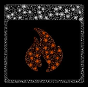 Flare Mesh Network Fire Calendar Page with Flare Spots Illustrazione stock