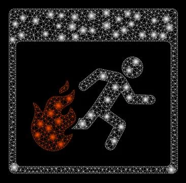 Flare Mesh Network Fire Evacuation Man Calendar Page with Light Spots Stock Illustration