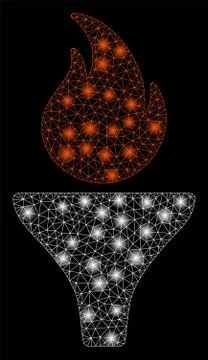 Flare Mesh Network Fire Torch with Flare Spots イラスト素材