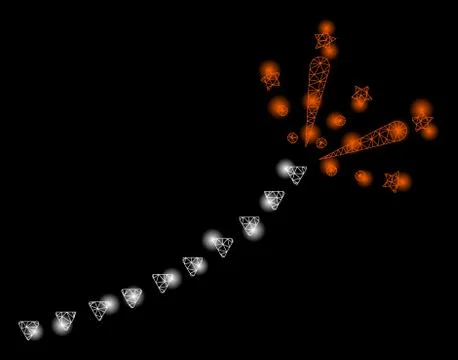 Flare Mesh Network Fireworks Trace with Flare Spots Stock Illustration