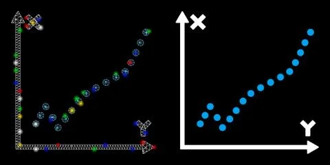 Flare Mesh Network Function Plot Icon with Flare Spots Ilustración de archivo