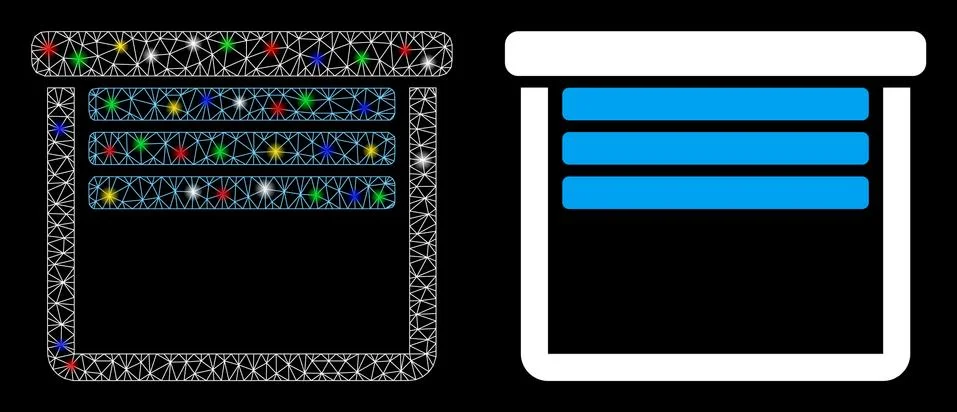 Flare Mesh Network Garage Empty Icon with Flare Spots Illustrazione stock