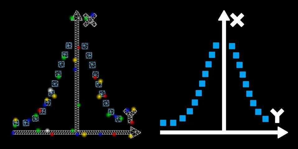 Flare Mesh Network Gauss Plot Icon with Flare Spots イラスト素材