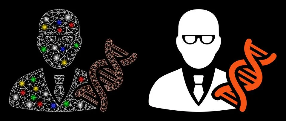 Flare Mesh Network Genetic Engineer Icon with Flare Spots Stock Illustration