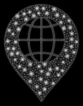 Flare Mesh Network Globe Marker with Flare Spots Illustrazione stock