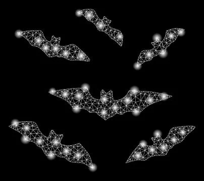 Flare Mesh Network Halloween Bats with Flare Spots Stock Illustration