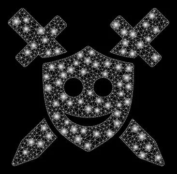 Flare Mesh Network Happy Shield with Flare Spots Stock Illustration