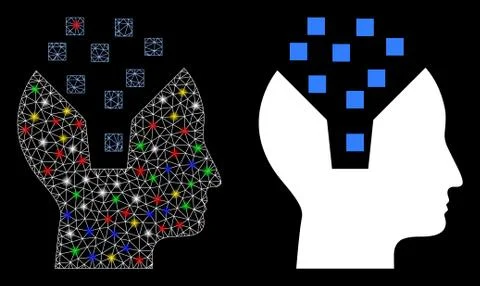Flare Mesh Network Human Memory Icon with Flare Spots Stock Illustration