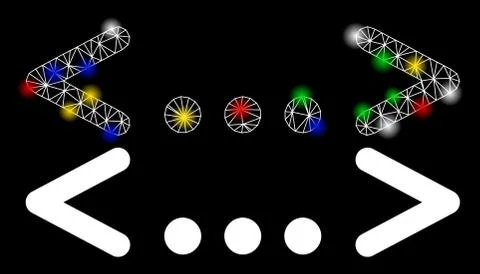 Flare Mesh Network Inline Code Icon with Flare Spots Stock-Illustration