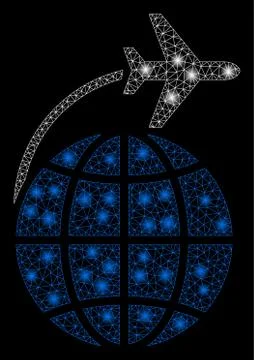 Flare Mesh Network International Flight with Flare Spots Stock Illustration