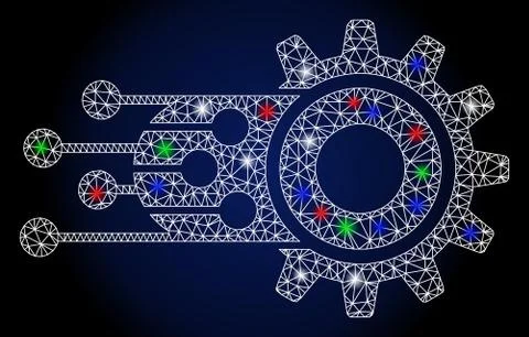 Flare Mesh Network Machine Learning with Flare Spots Illustrazione stock