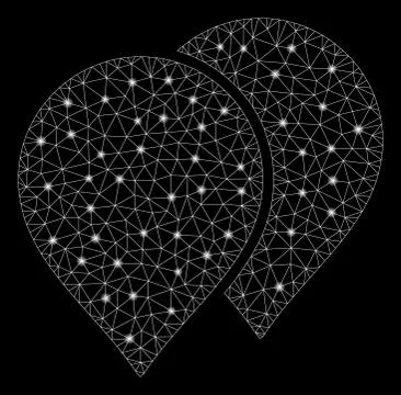 Flare Mesh Network Map Pointers with Flare Spots Illustrazione stock