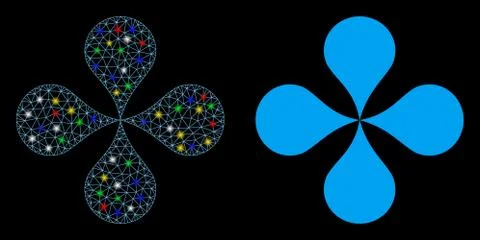 Flare Mesh Network Map Pointers Icon with Flare Spots 스톡 일러스트