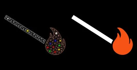 Flare Mesh Network Match Fire Icon with Flare Spots Stock Illustration