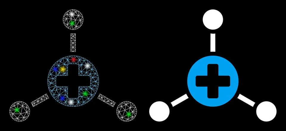 Flare Mesh Network Medical Node Links Icon with Flare Spots Stock Illustration
