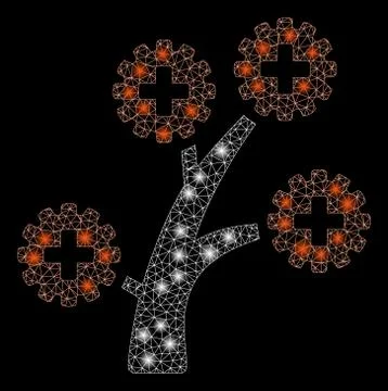 Flare Mesh Network Medical Technology Tree with Flare Spots Stock Illustration