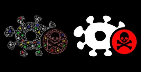 Flare Mesh Network Microbe Antibiotic Icon with Light Spots Illustrazione stock