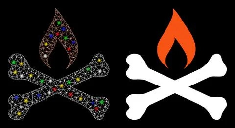 Flare Mesh Network Mortal Ignition Icon with Flare Spots Stock Illustration