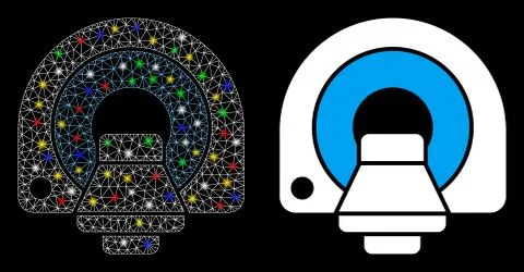 Flare Mesh Network MRI Equipment Icon with Light Spots Ilustración de archivo