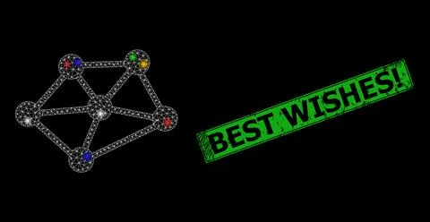 Flare mesh network net links with multi colored bright dots, and grunge Best  Stock Illustration