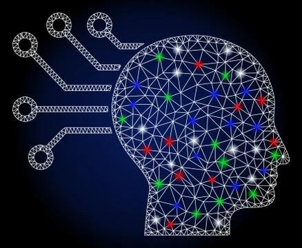 Flare Mesh Network Neural Interface with Flare Spots Stock Illustration