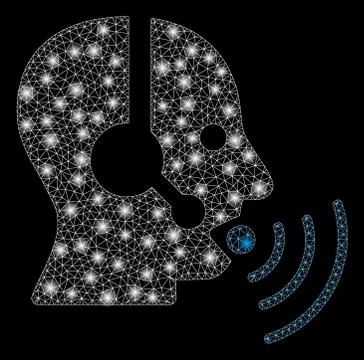 Flare Mesh Network Operator Talking Sound Waves with Flash Spots 스톡 일러스트