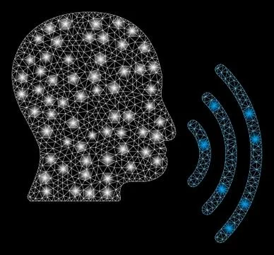 Flare Mesh Network Person Speech Waves with Flare Spots 스톡 일러스트