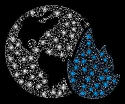 Flare Mesh Network Planet Flame with Flare Spots 스톡 일러스트