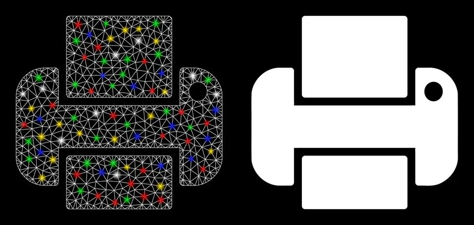 Flare Mesh Network Printer Icon with Flare Spots イラスト素材