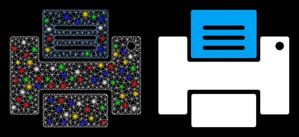 Flare Mesh Network Printer Icon with Flare Spots イラスト素材