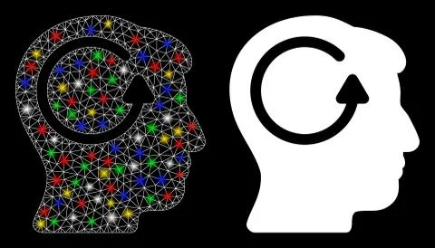 Flare Mesh Network Refresh Head Memory Icon with Flare Spots Stock Illustration