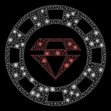Flare Mesh Network Ruby Casino Chip with Flare Spots Illustrazione stock