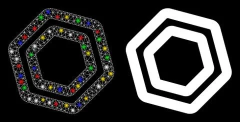 Flare Mesh Network Screw Nut Icon with Flare Spots Stock Illustration