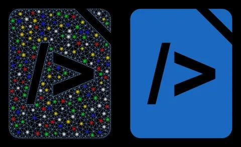 Flare Mesh Network Script Code Icon with Flash Spots Illustration