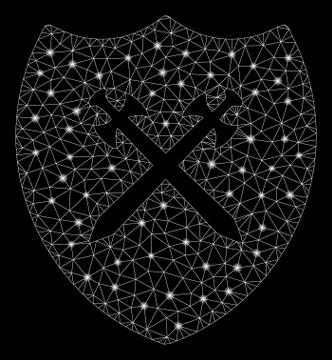 Flare Mesh Network Shield with Flare Spots Stock Illustration