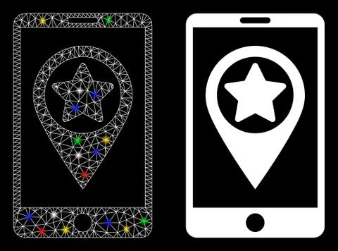 Flare Mesh Network Smartphone Map Pointer Icon with Flare Spots Stock Illustration
