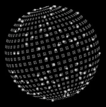 Flare Mesh Network Square Dotted Abstract Sphere with Flare Spots イラスト素材