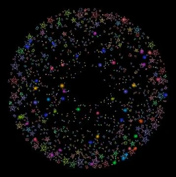 Flare Mesh Network Star Fireworks Sphere with Flare Spots Stockillustratie