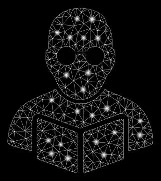 Flare Mesh Network Student Read Book with Flare Spots Illustrazione stock