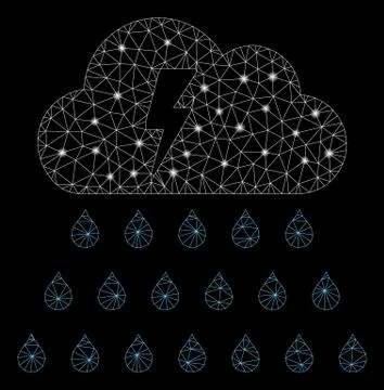 Flare Mesh Network Thunderstorm Rain Cloud with Flare Spots イラスト素材