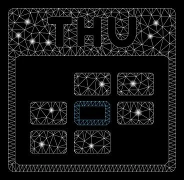 Flare Mesh Network Thursday Calendar Grid with Flare Spots Stock Illustration