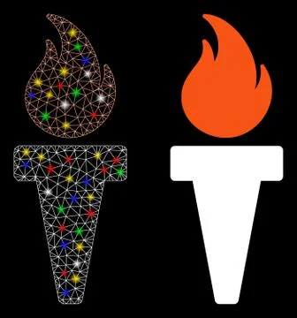 Flare Mesh Network Torch Fire Icon with Flare Spots イラスト素材