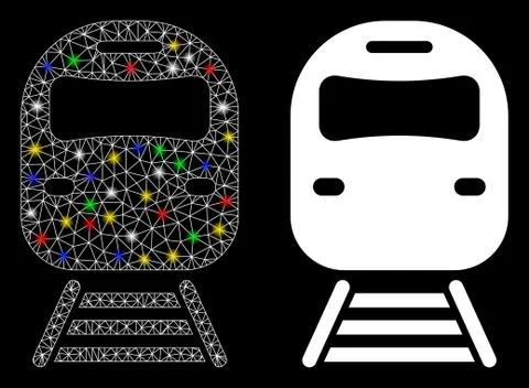 Flare Mesh Network Train Icon with Flare Spots Stock Illustration