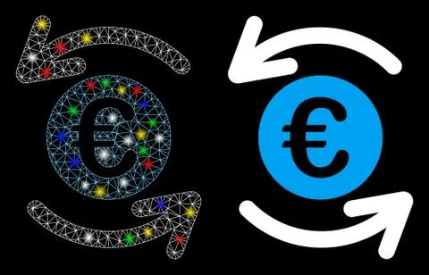 Flare Mesh Network Update Euro Balance Icon with Flare Spots Stock Illustration