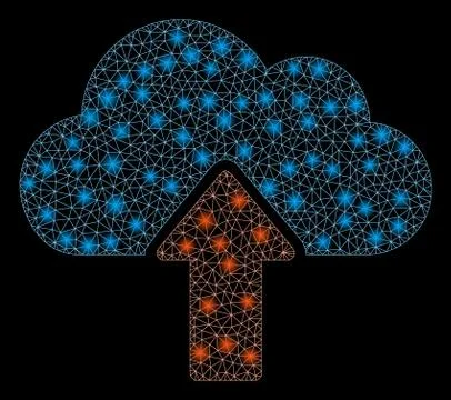 Flare Mesh Network Upload to Cloud with Flare Spots Stock Illustration