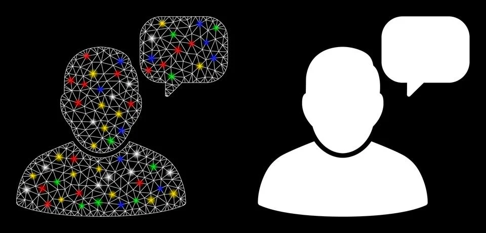 Flare Mesh Network User Message Cloud Icon with Flare Spots イラスト素材